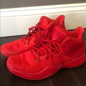 Adidas custom made sneakers red on red like new